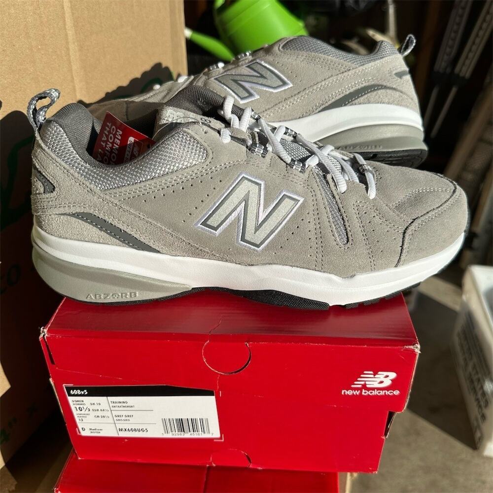 New Balance 608v5 Men's Cross Training Walking Shoes Gray Size 10.5 D